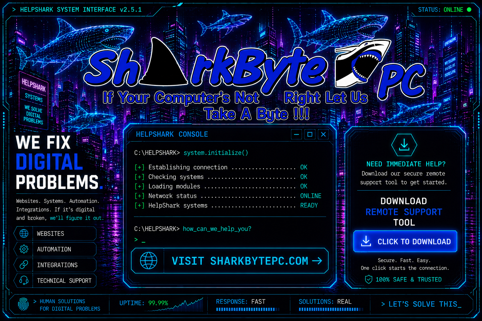 HelpShark cyberpunk interface